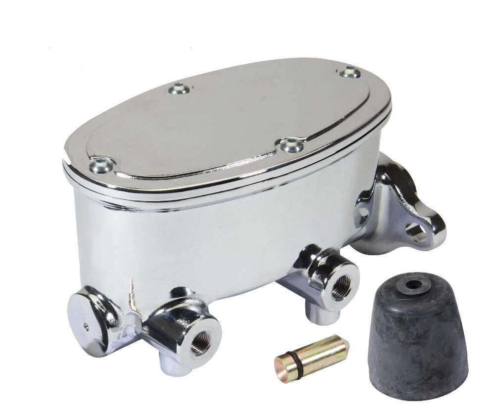 1-1/8'' Aluminum Oval Dual Master Cylinder 9/16'' & 1/2'' Ports Chrome B10015C