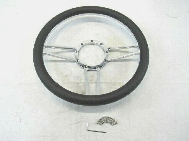 Billet Alum 14'' Steering Wheel Half Wrap Black Leather (9 Hole) S82025H