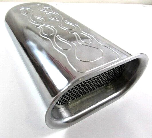 Hillborn Style Dual Quad 4 Barrel " Flames" Aluminum Carb Scoop Polished E40006P