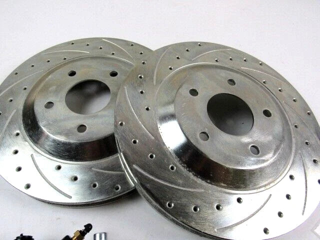 1967-74 Chevy 13'' Drilled Rotor & Black Dual Piston Caliper Replacement Set