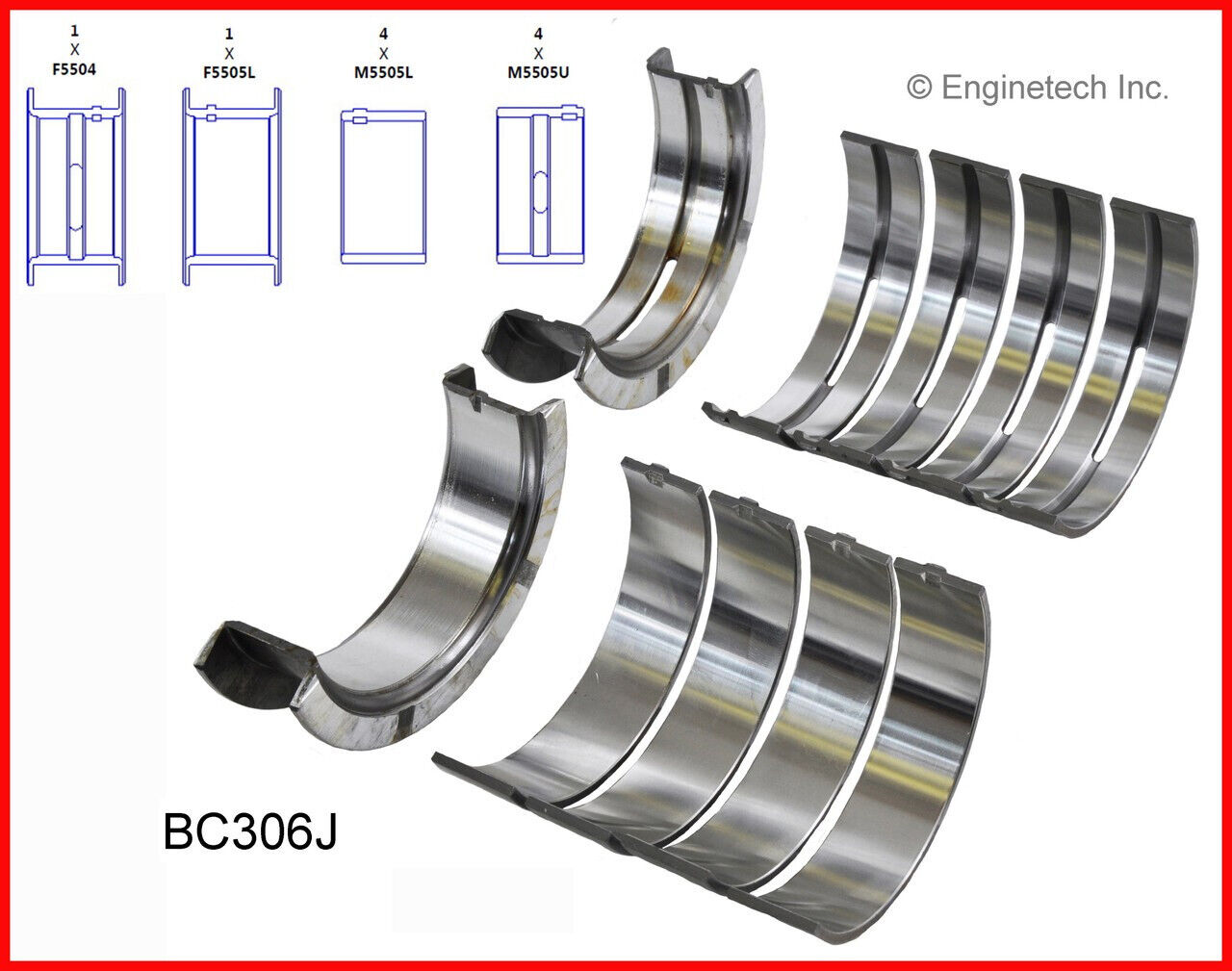 Enginetech Crankshaft Main & Rod Bearings for Ford 351 351W 5.8 Windsor (For: Ford)
