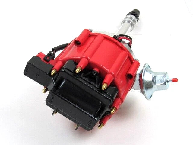 Chevy SBC 283-350 BBC 454 HEI Distributor Drive 65K Coil Red/Blk Cap D33100RB