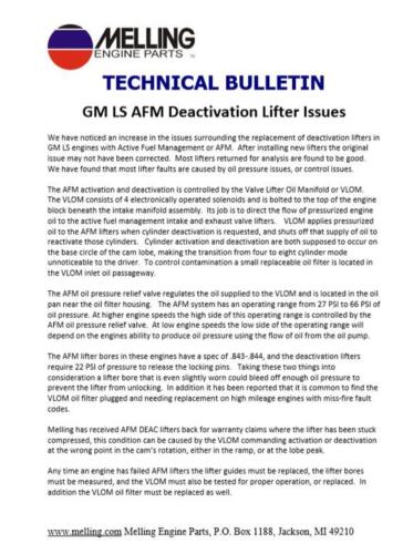 100% USA Chevy GM 5.3 5.3L 6.0 6.0L Active Fuel Mgt AFM DOD