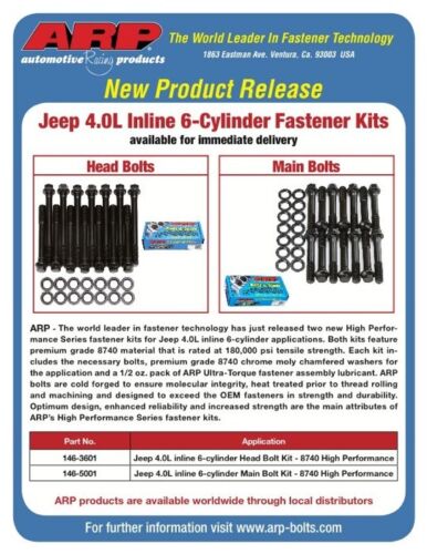 ARP Fit Jeep 4.0 4.0L 242 Performance Race Zylinderkopf-Schraubenscheiben-Kit 1987-06