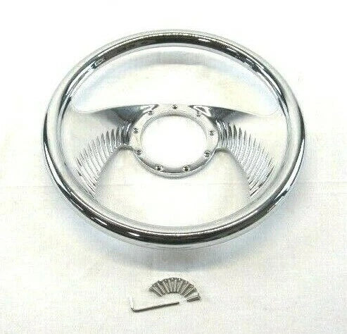 Universal 14'' Aluminum Steering Wheel No Wrap Chrome (9 Hole) S82001F
